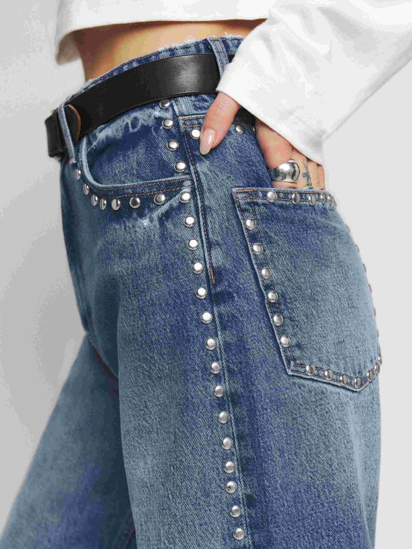 Jeans Cary de tiro alto, holgados y de pierna ancha.