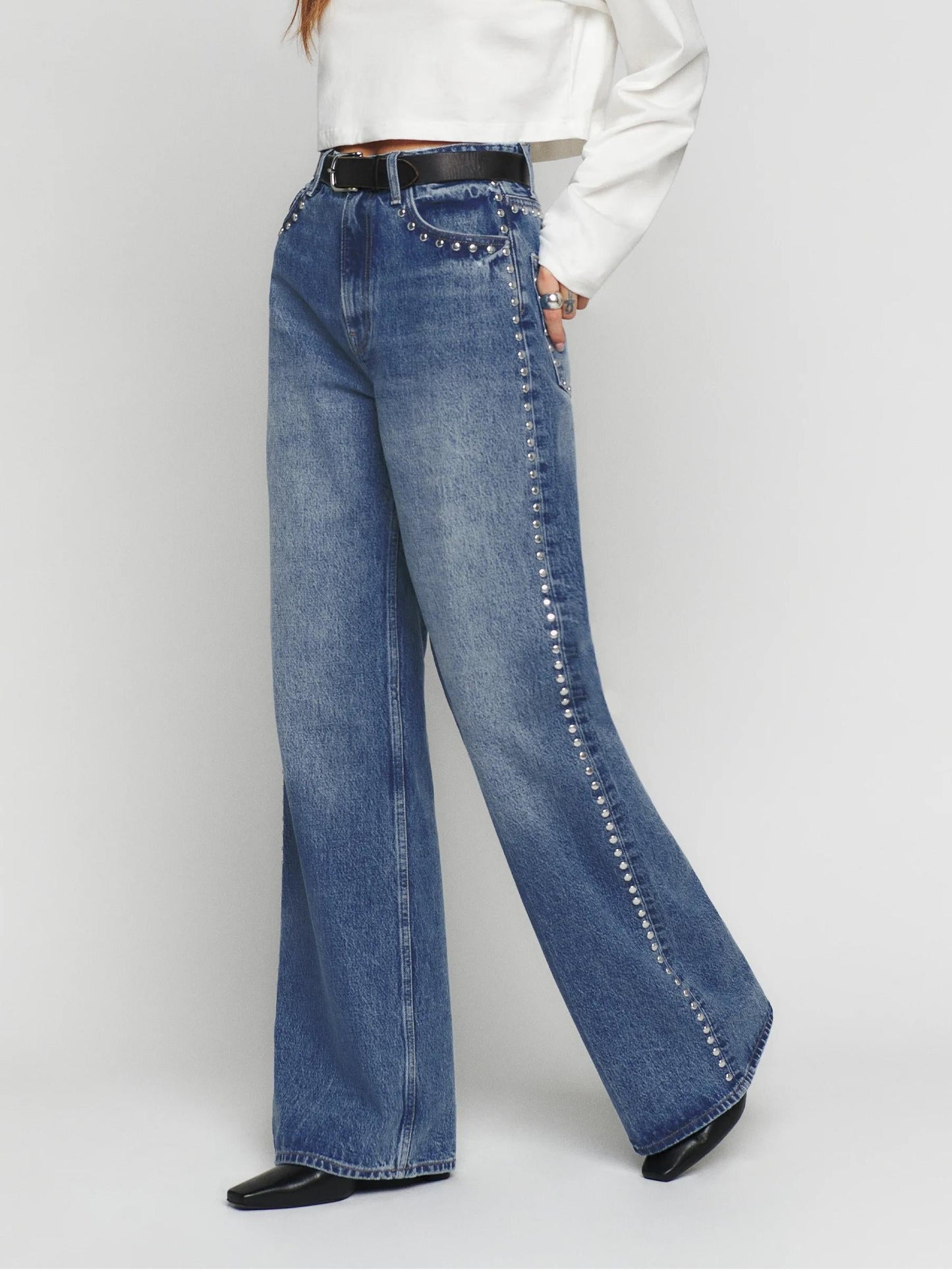 Jeans Cary de tiro alto, holgados y de pierna ancha.
