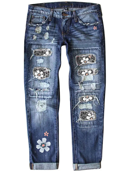 Jeans estampados de corte slim y a la moda.