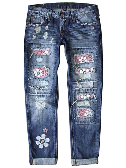 Jeans estampados de corte slim y a la moda.